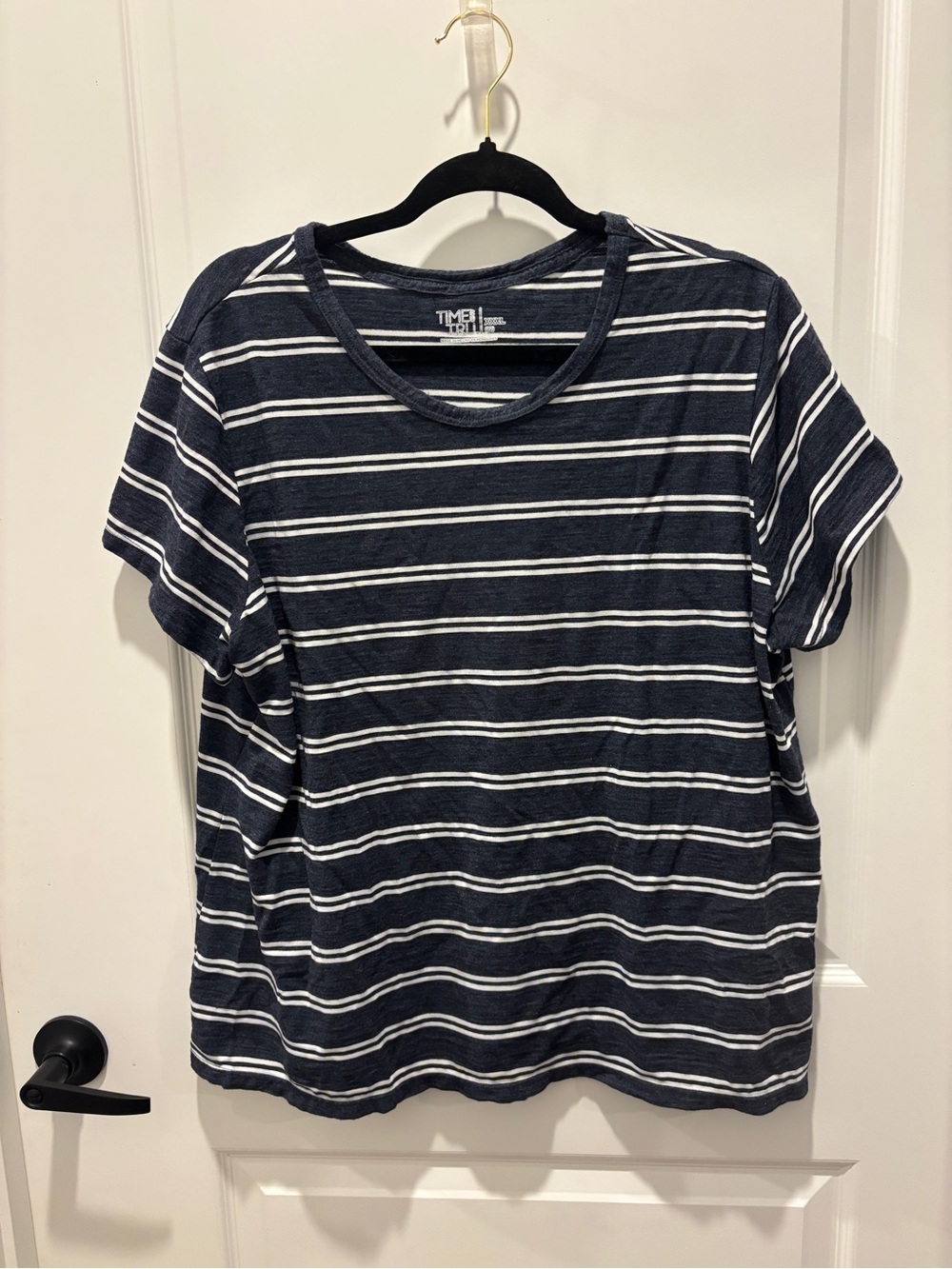 Time and Tru Navy & White Striped Tee